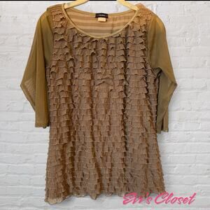 Cocomo Top Light Brown Sparkle Blouse Women's (no size tag) Long Sleeves S/M?